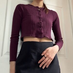 maroon cardigan